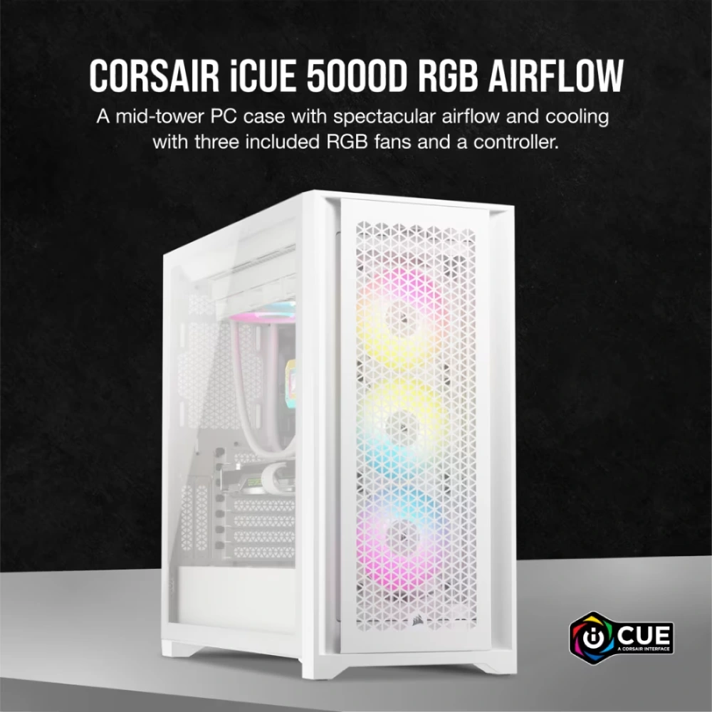Corsair Mid Tower Cabinet 5000D AIRFLOW White (CC-9011243-WW) view 2